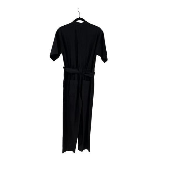 Everlane The Fatigue Jumpsuit Short Sleeve Crop Belted Cotton Linen Black Size 0 - Picture 6 of 11